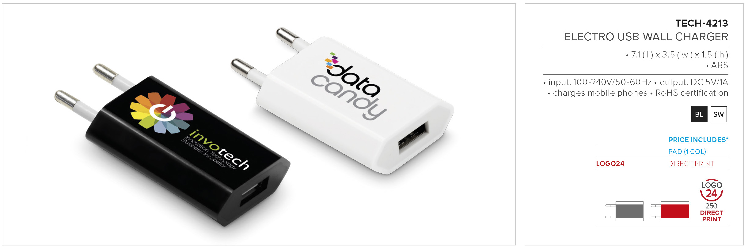 TECH-4213 - Electro USB Wall Charger - Catalogue Image